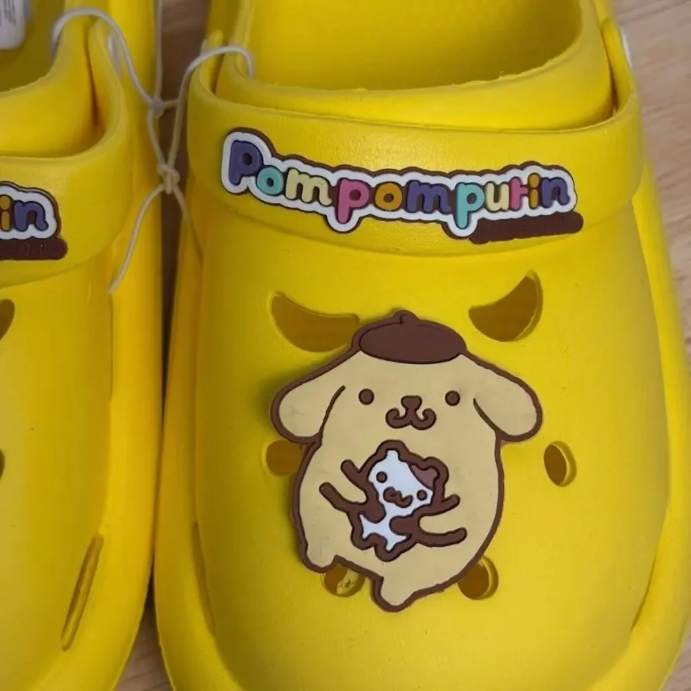 Sanrio Pompompurin Clogs Yellow Slip On Rubber Sandals NEW Kids Size US 1 EU 32